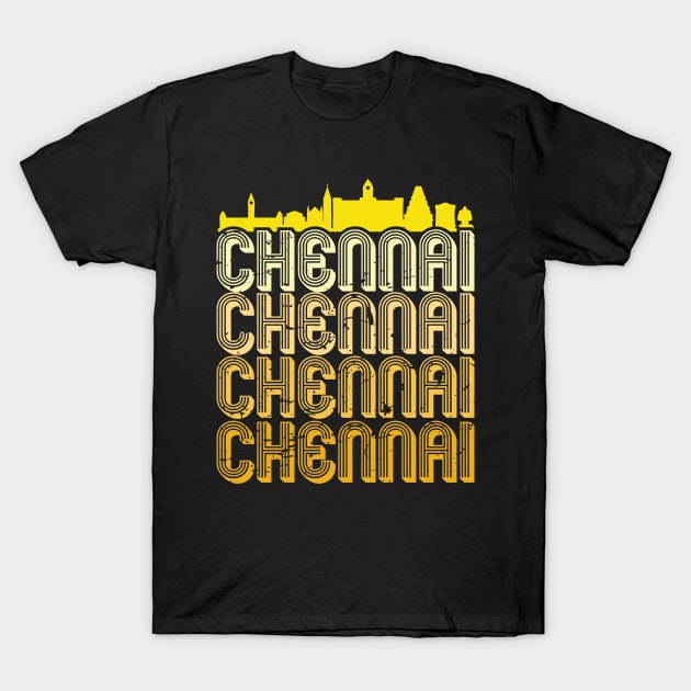 Madras Chennai Yellow Vintage Tamil Design T-Shirt by alltheprints